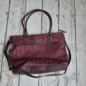 Etienne Aigner Burgundy Tote / Laptop Computer Bag